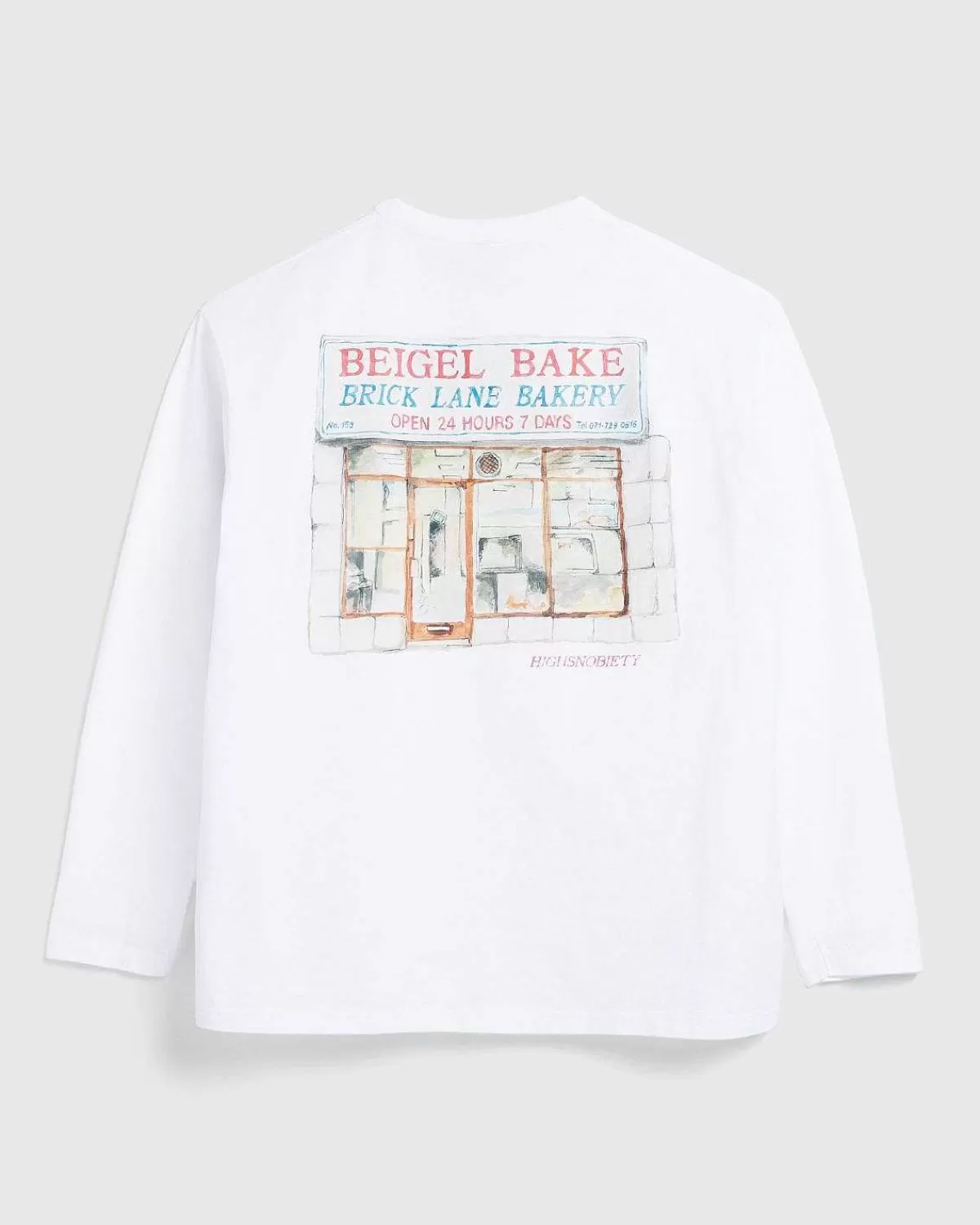 T-Shirts>Beigel Bake Akvarel Langaermet T-Shirt Hvid