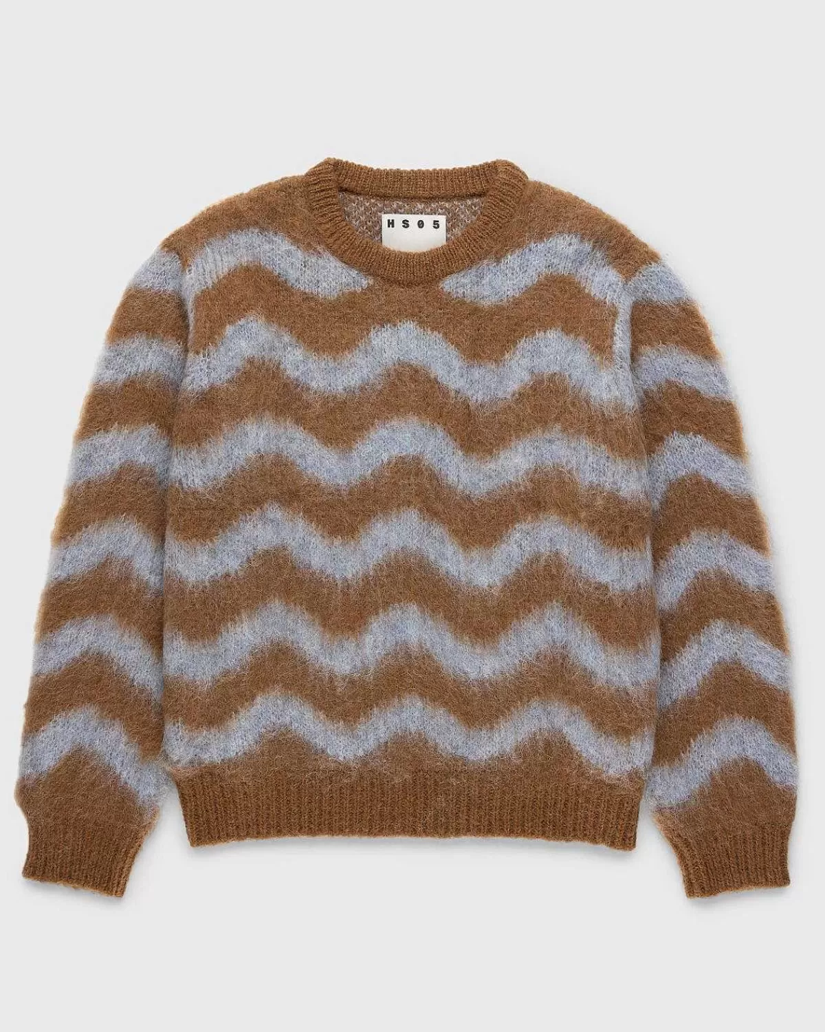 Strik>Highsnobiety HS05 Alpaca Fuzzy Wave Sweater Lysebla/Brun