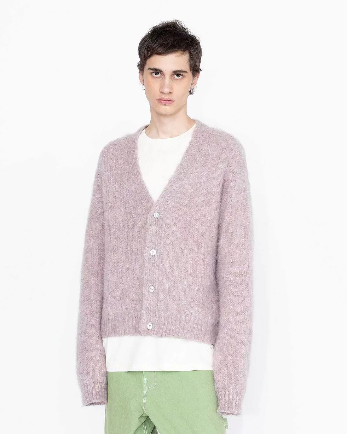 Strik>Highsnobiety HS05 Borstet Alpaca Cardigan Pale Rose