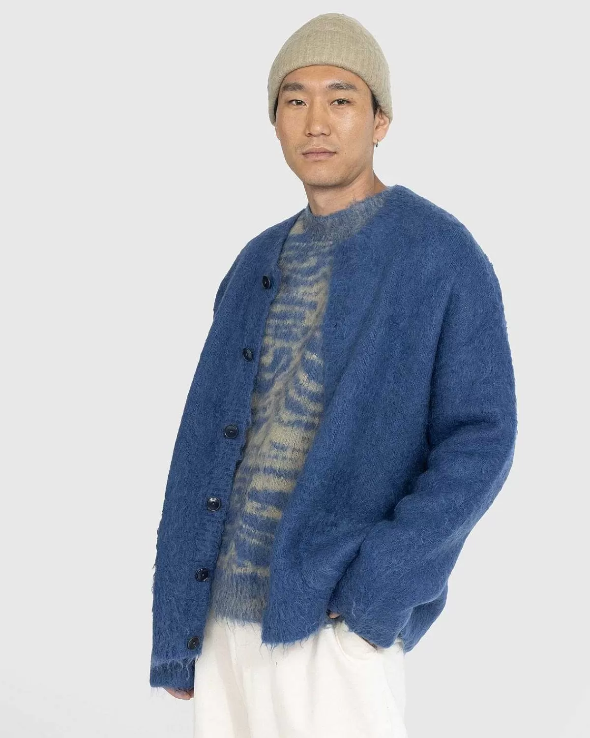 Strik>Acne Studios Borstet Uld Cardigan Bla