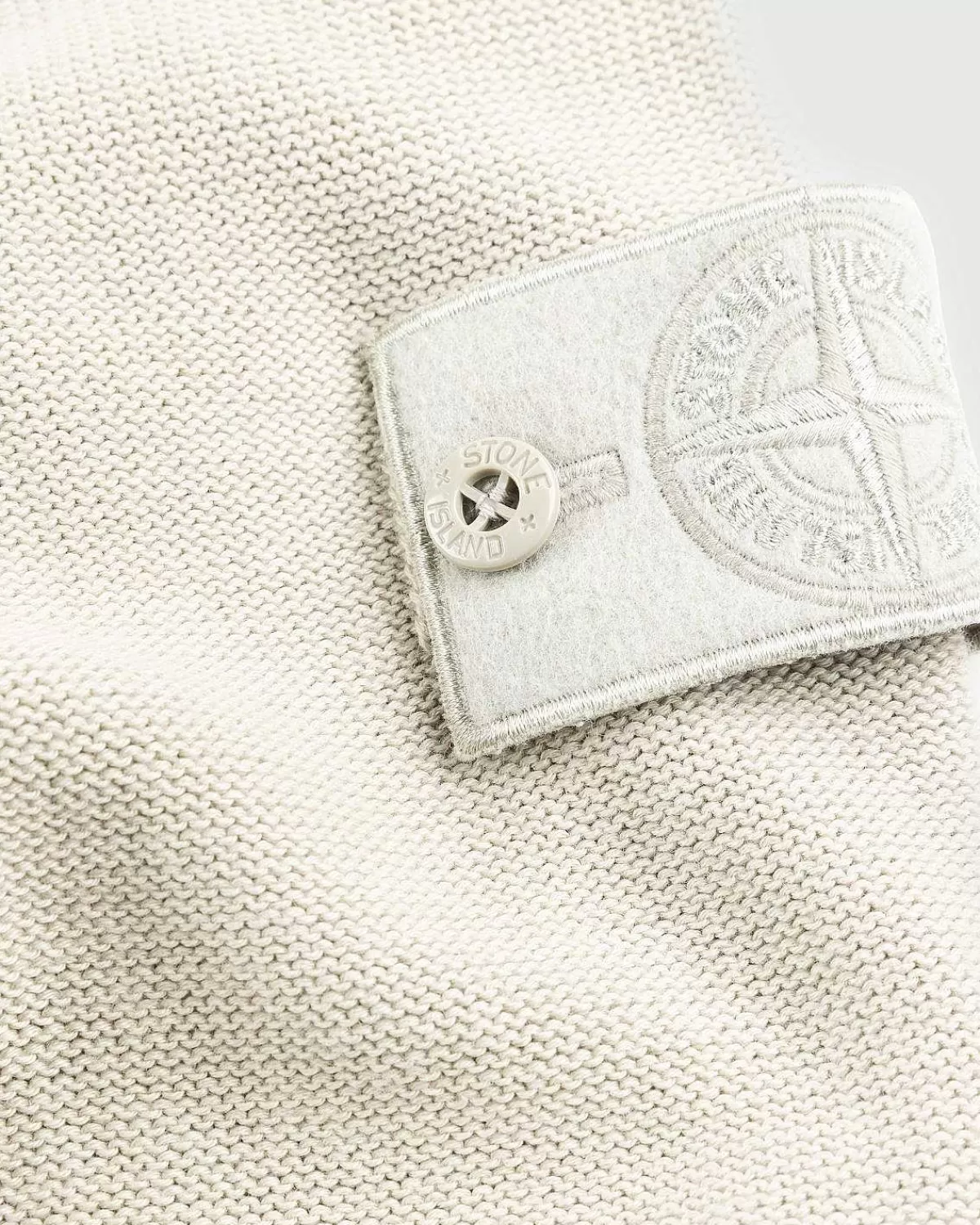 Strik>Stone Island Cardigan Med Halv Lynlas I Beige