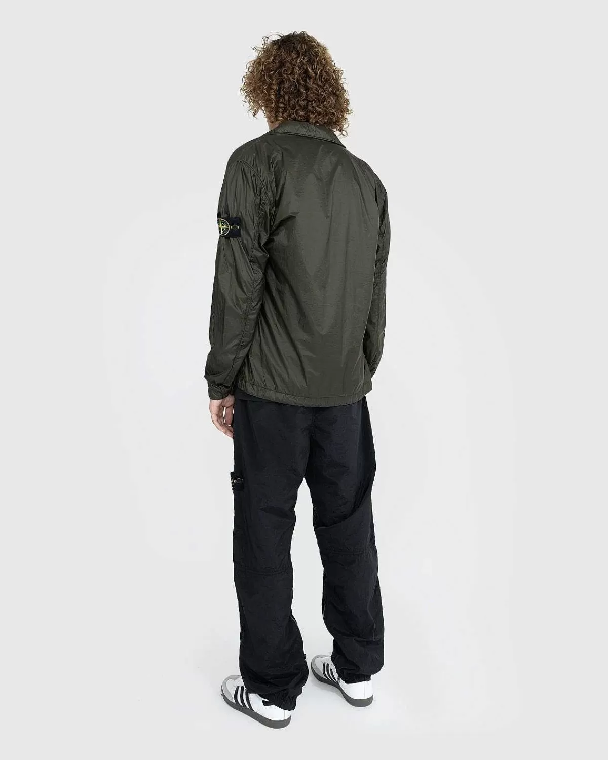 Skjorter>Stone Island Coated Nylon Overshirt Oliven