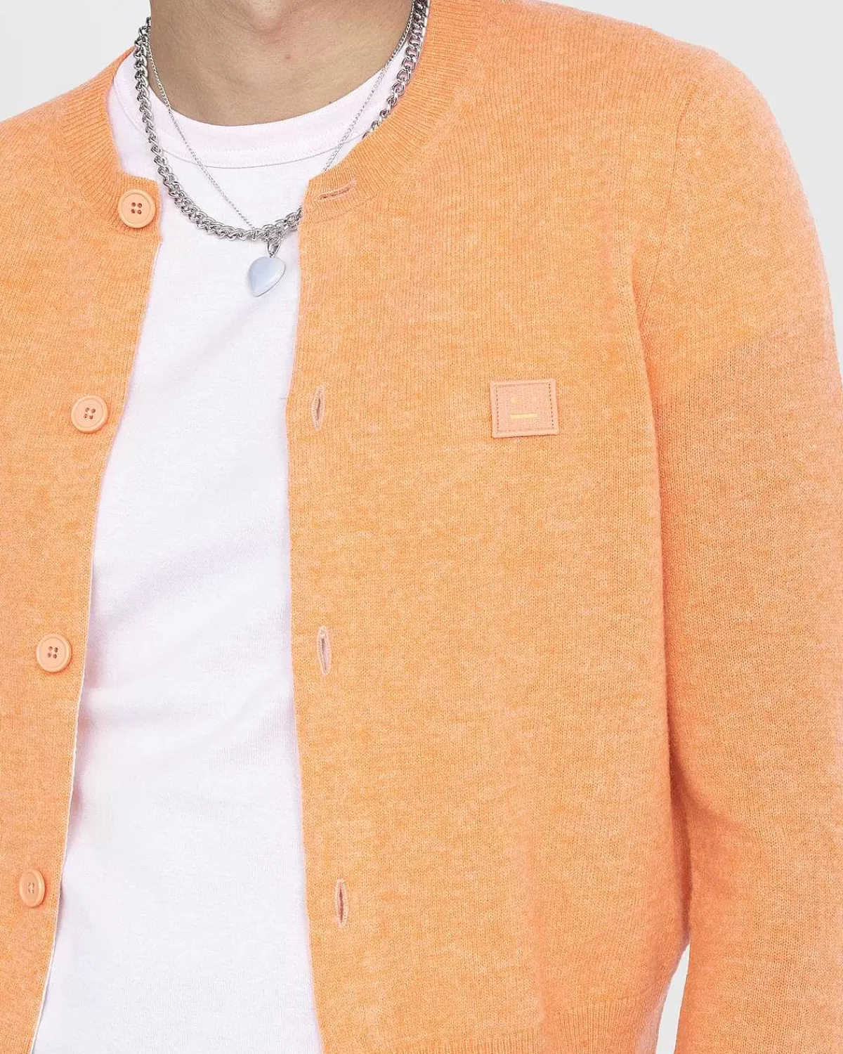 Strik>Acne Studios Crewneck Cardigan Mandarin Orange Melange