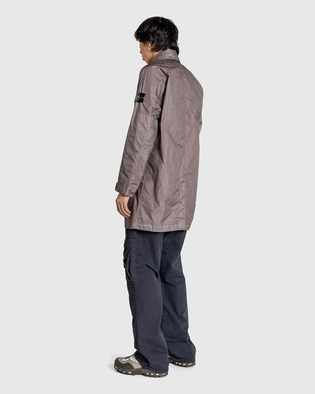 Overtøj>Stone Island Crinkle Nylon Coat Dove Grey