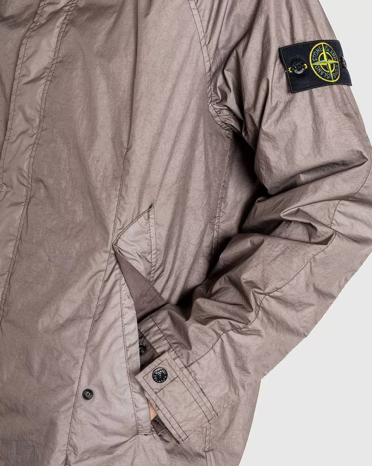 Overtøj>Stone Island Crinkle Nylon Coat Dove Grey