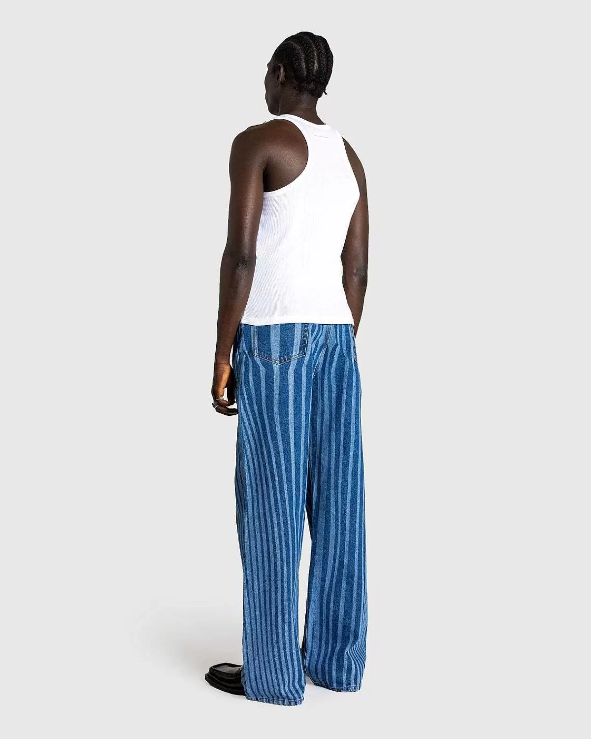 Bukser>Jean Paul Gaultier Denimbukser Med Laserprint Vintage Bla