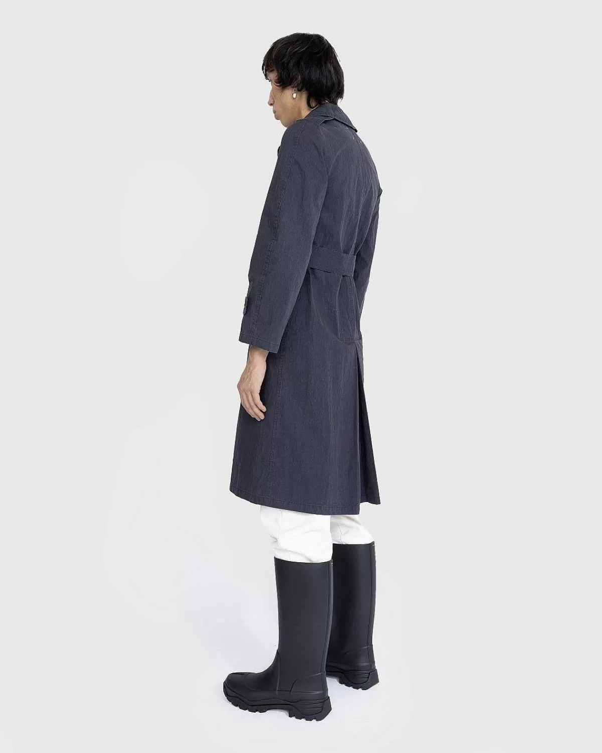 Overtøj>Maison Margiela Dobbeltradet Trenchcoat Sort/Vasket