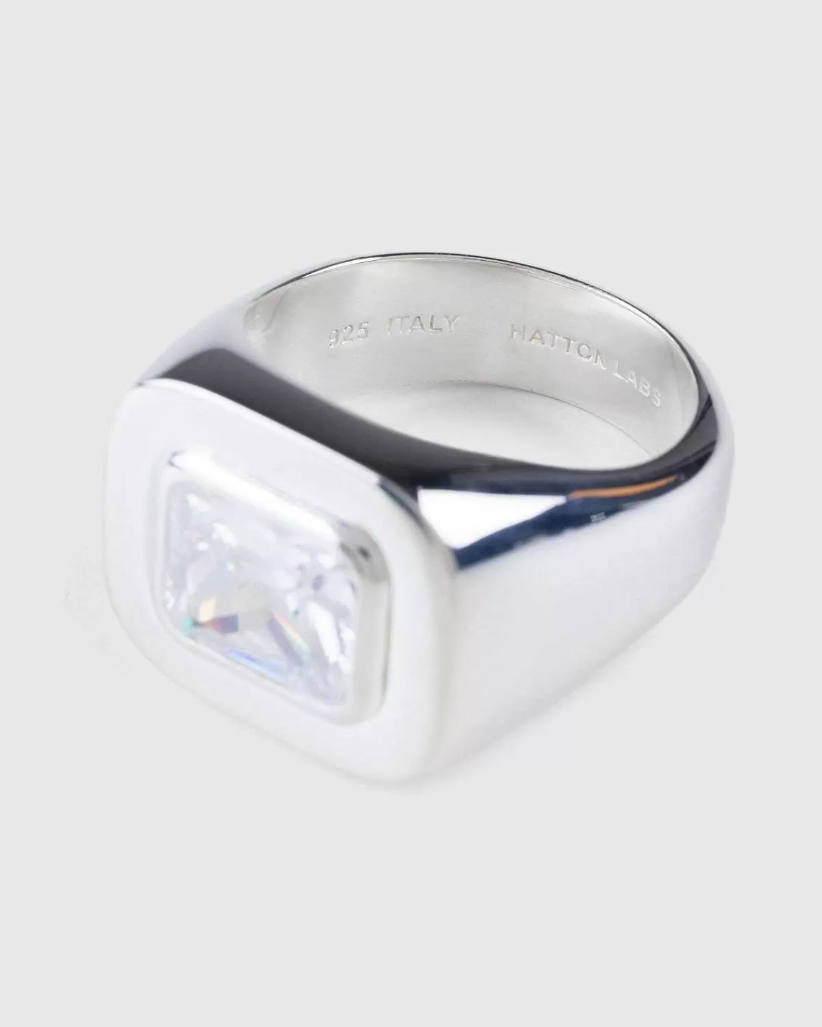 Smykker>Hatton Labs Emerald Cut Signet Ring Solv/Hvid