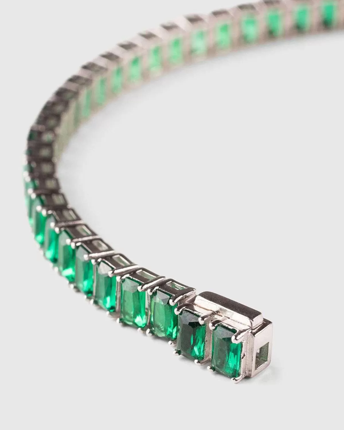 Smykker>Hatton Labs Emerald Cut Tennis Armband Solv/Smaragd