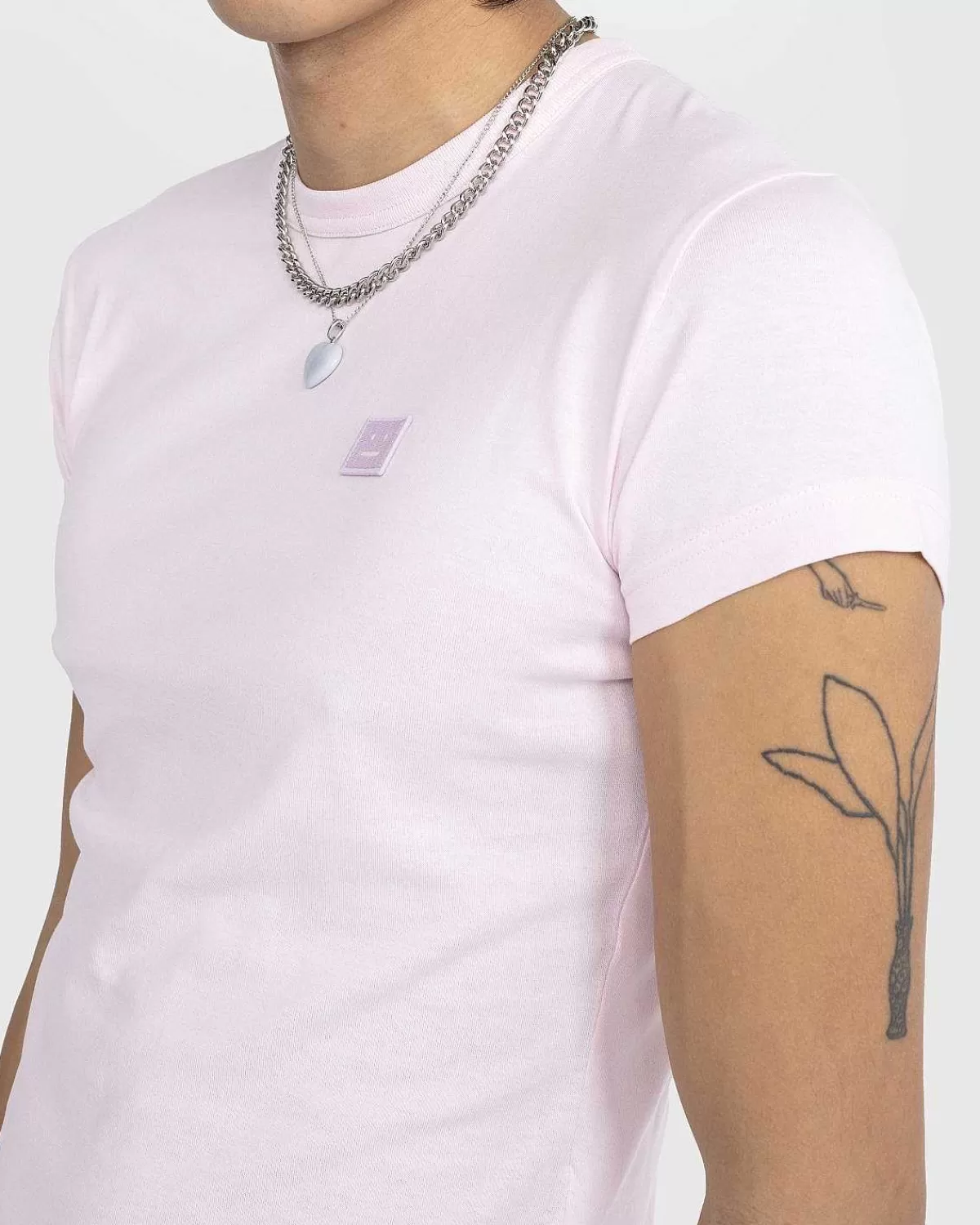 T-Shirts>Acne Studios Fitted Crewneck T-Shirt Lys Pink