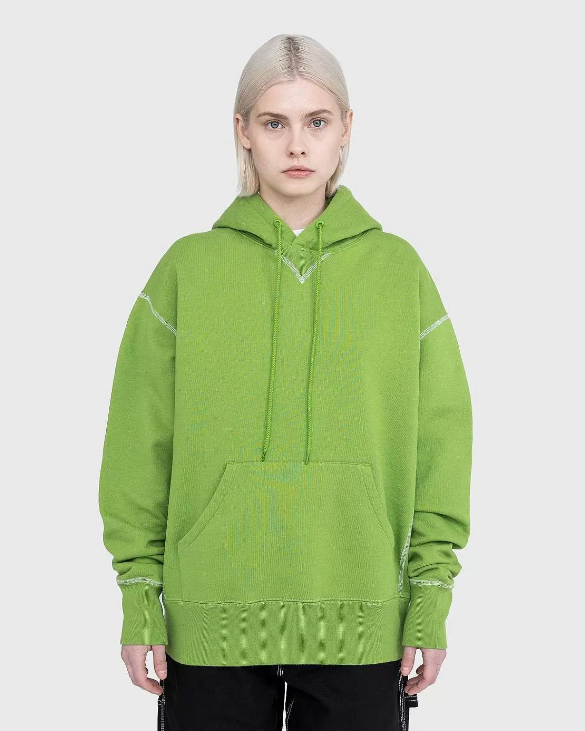 Sveder>Highsnobiety Fleece-Haettetroje Med Kontrastsom Gron