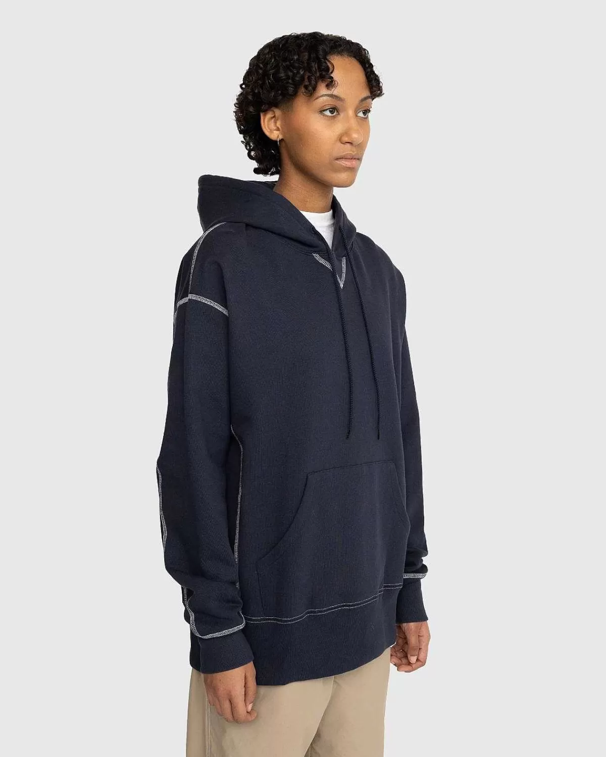 Sveder>Highsnobiety Fleece-Haettetroje Med Kontrastsom Navy