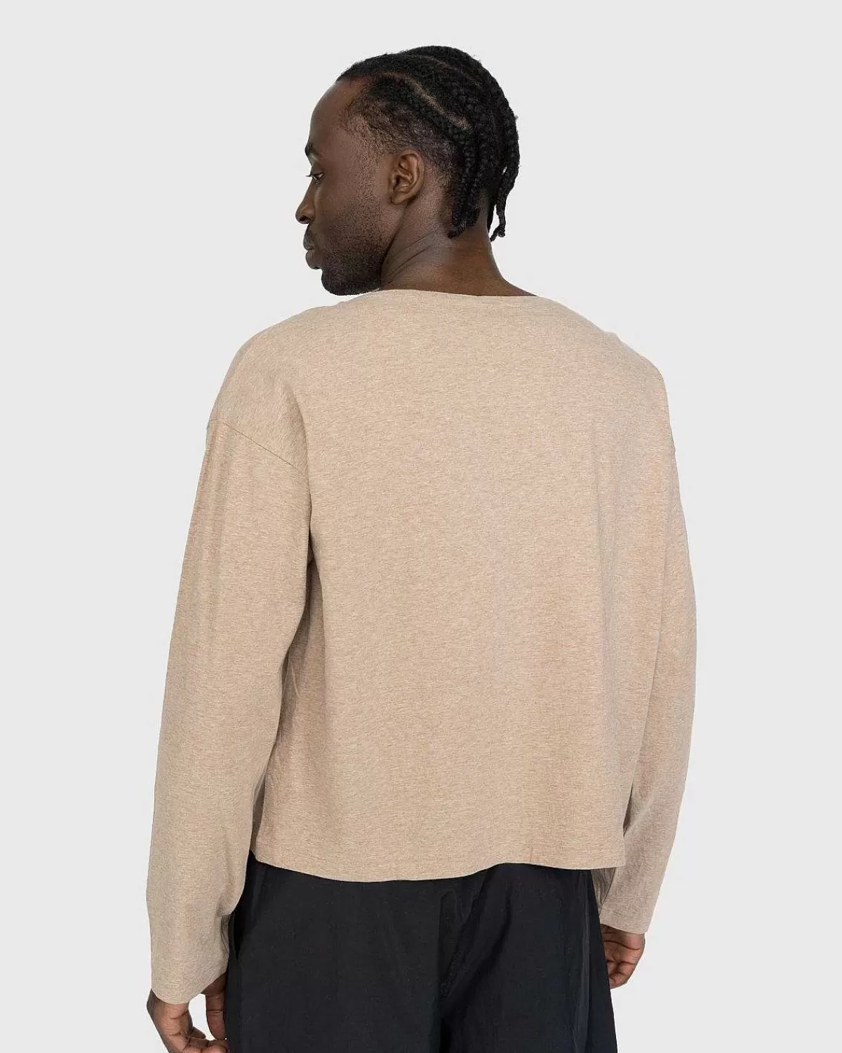 T-Shirts>Auralee Hard Twist Bomuld Cashmere Boat Neck Langaermet Tee Beige