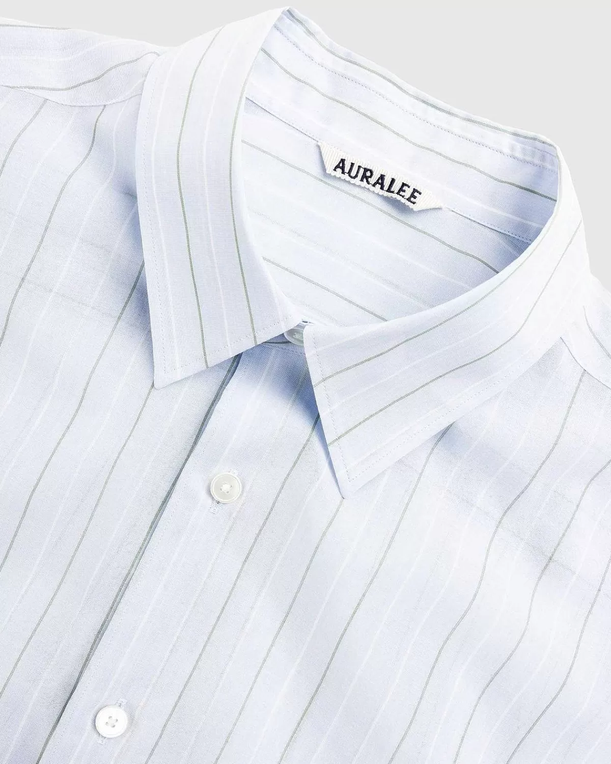 Skjorter>Auralee Hard Twist Finx Organdy Stripe Shirt Light Blue Stripe