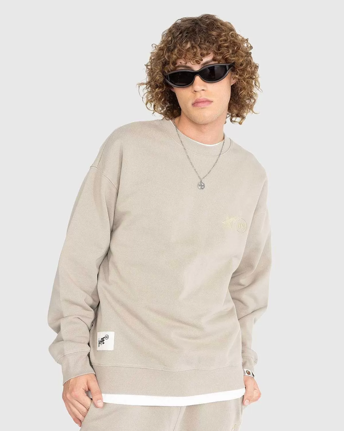 Sveder>BAPE Heavy Washed Crewneck Beige