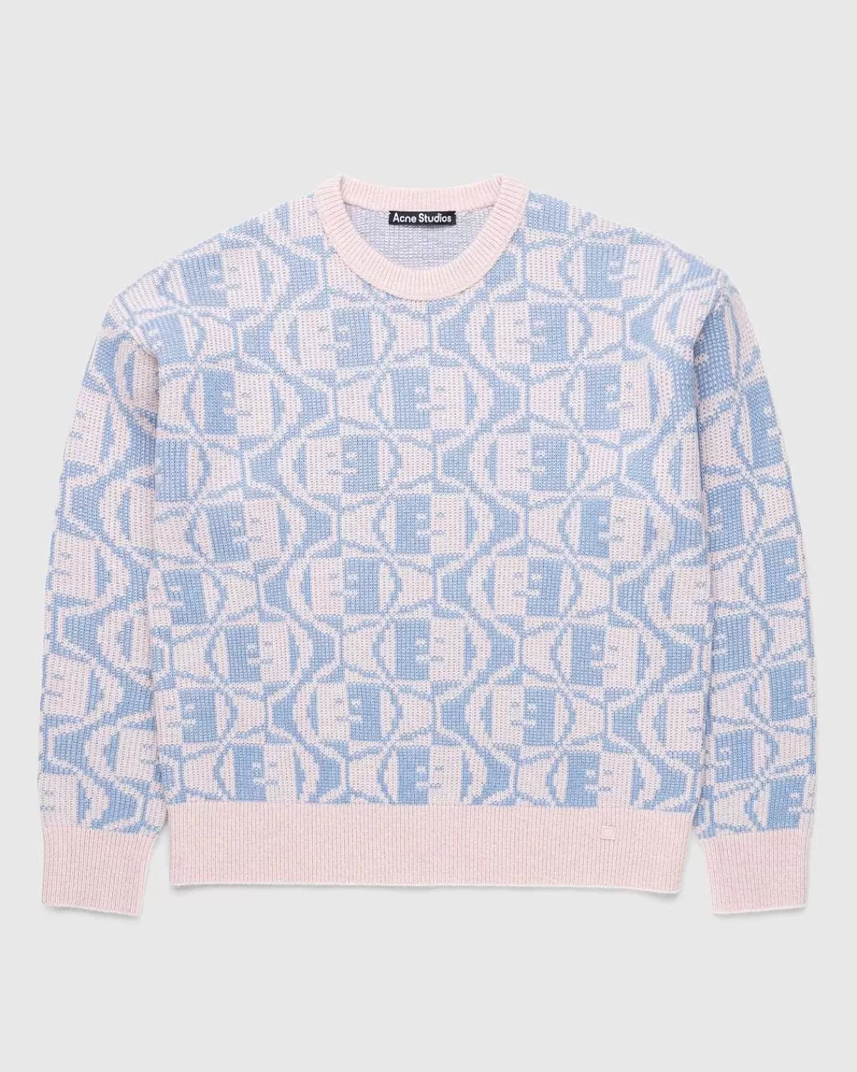 Strik>Acne Studios Jacquard Crew Neck Jumper Falmet Pink Melange/Lysebla