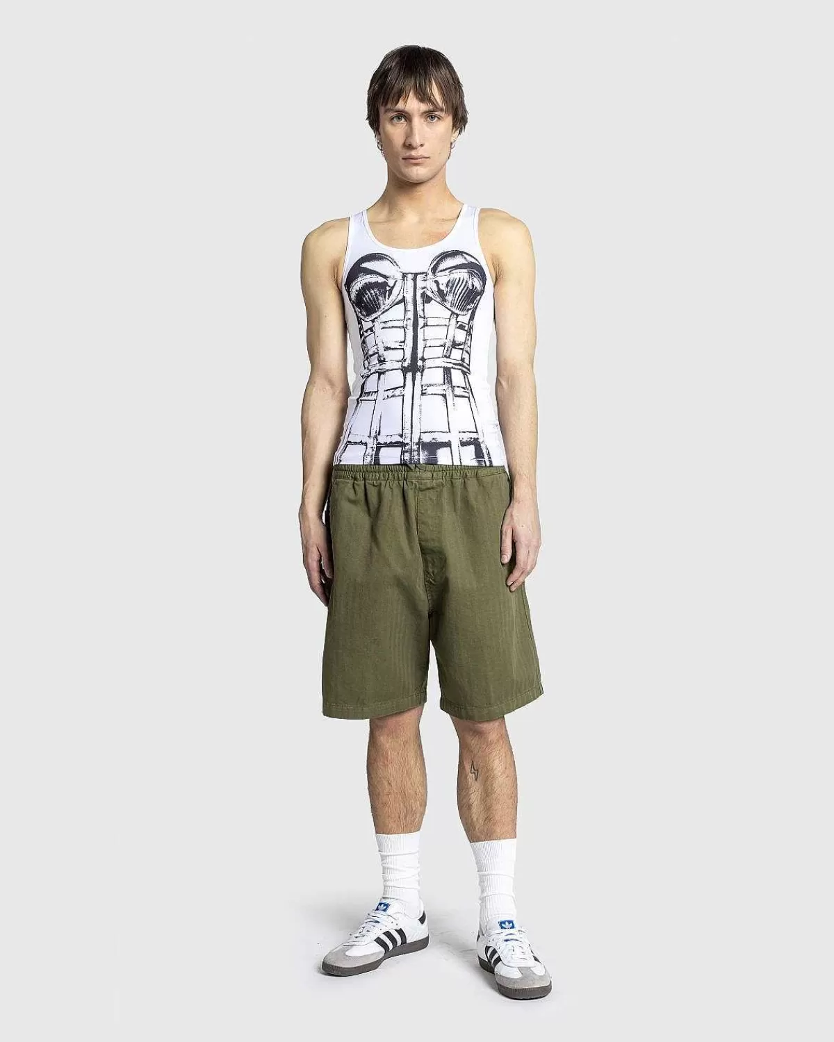 T-Shirts>Jean Paul Gaultier Jersey Top Trykt Cage Trompe L'Oeil Hvid/Sort