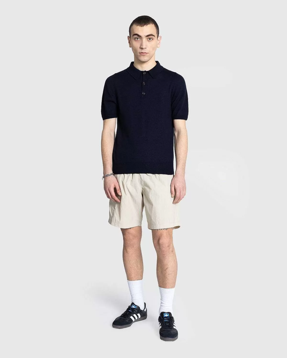 T-Shirts>Meta Campania Collective Joel Filted Cashmere Polo Midnight Blue