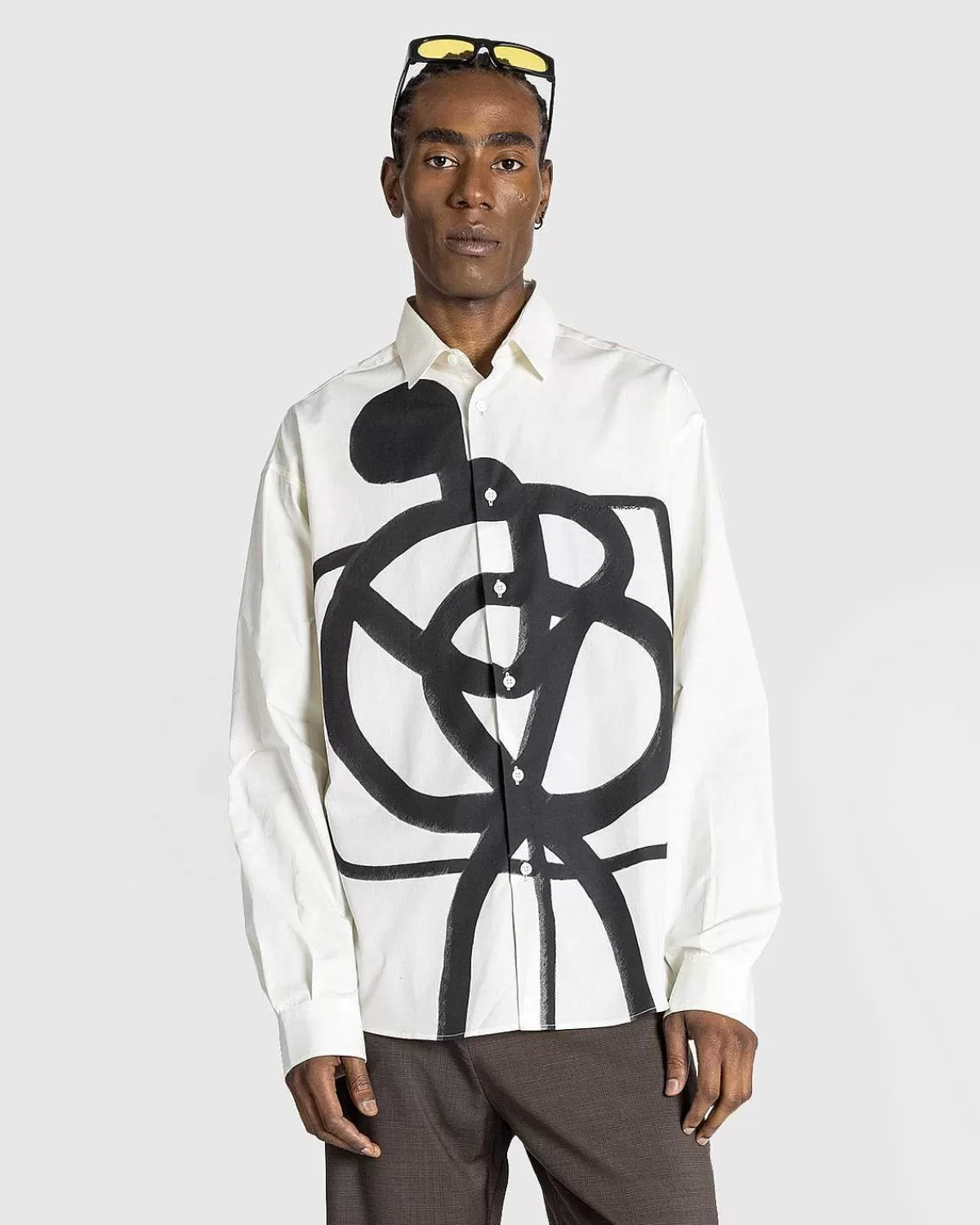 Skjorter>JACQUEMUS La Chemise Simon Black Beige Spiraleman