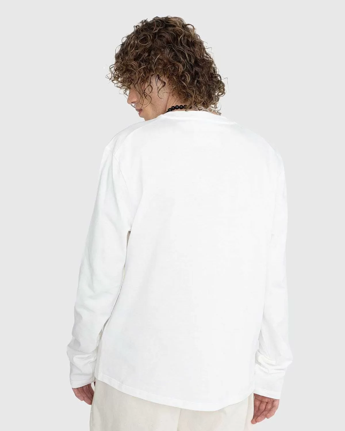 T-Shirts>Jil Sander Langaermet Logo T-Shirt Porcelaen Hvid