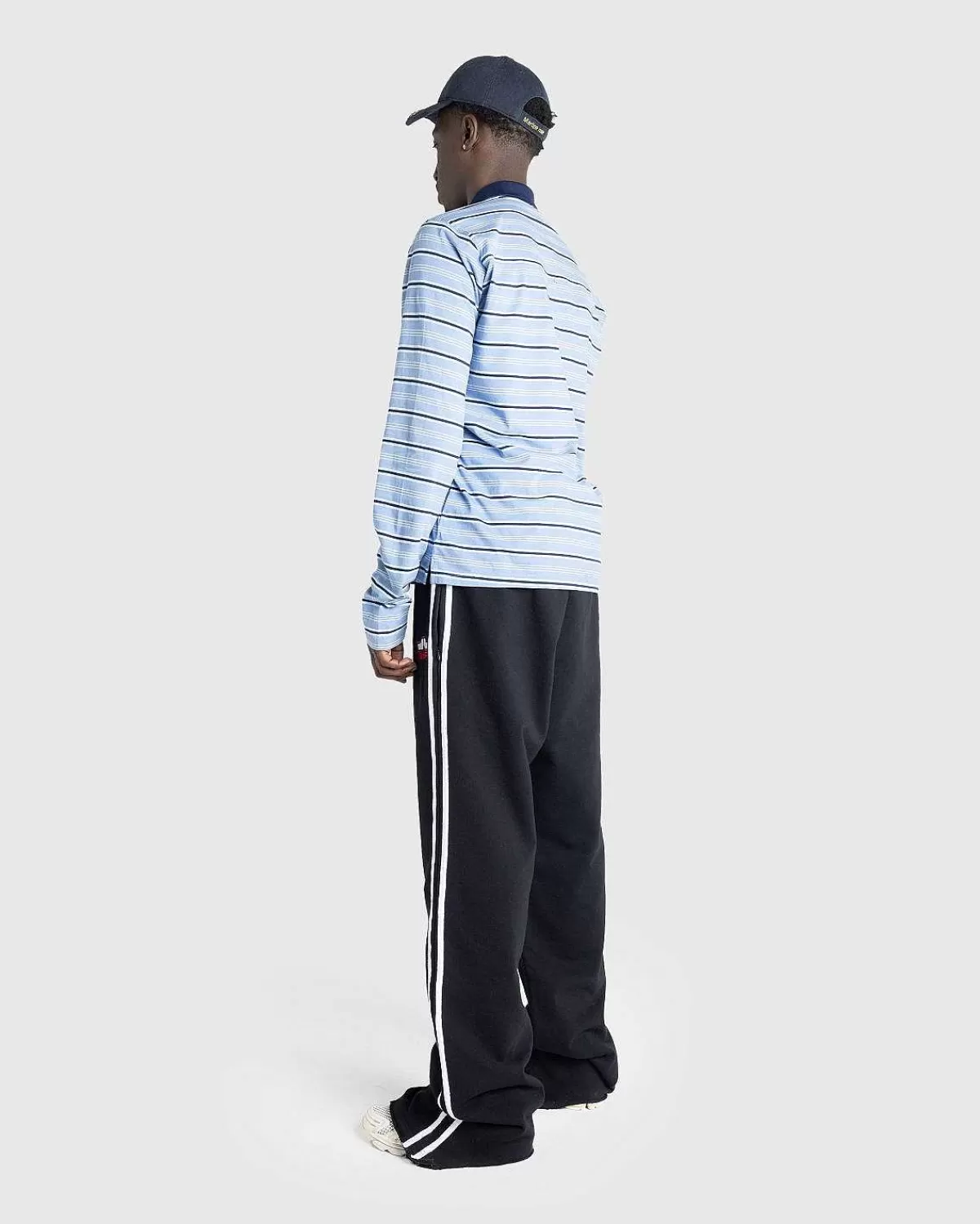 Skjorter>Martine Rose Langaermet Pulled Neck Polo Blue Stripe