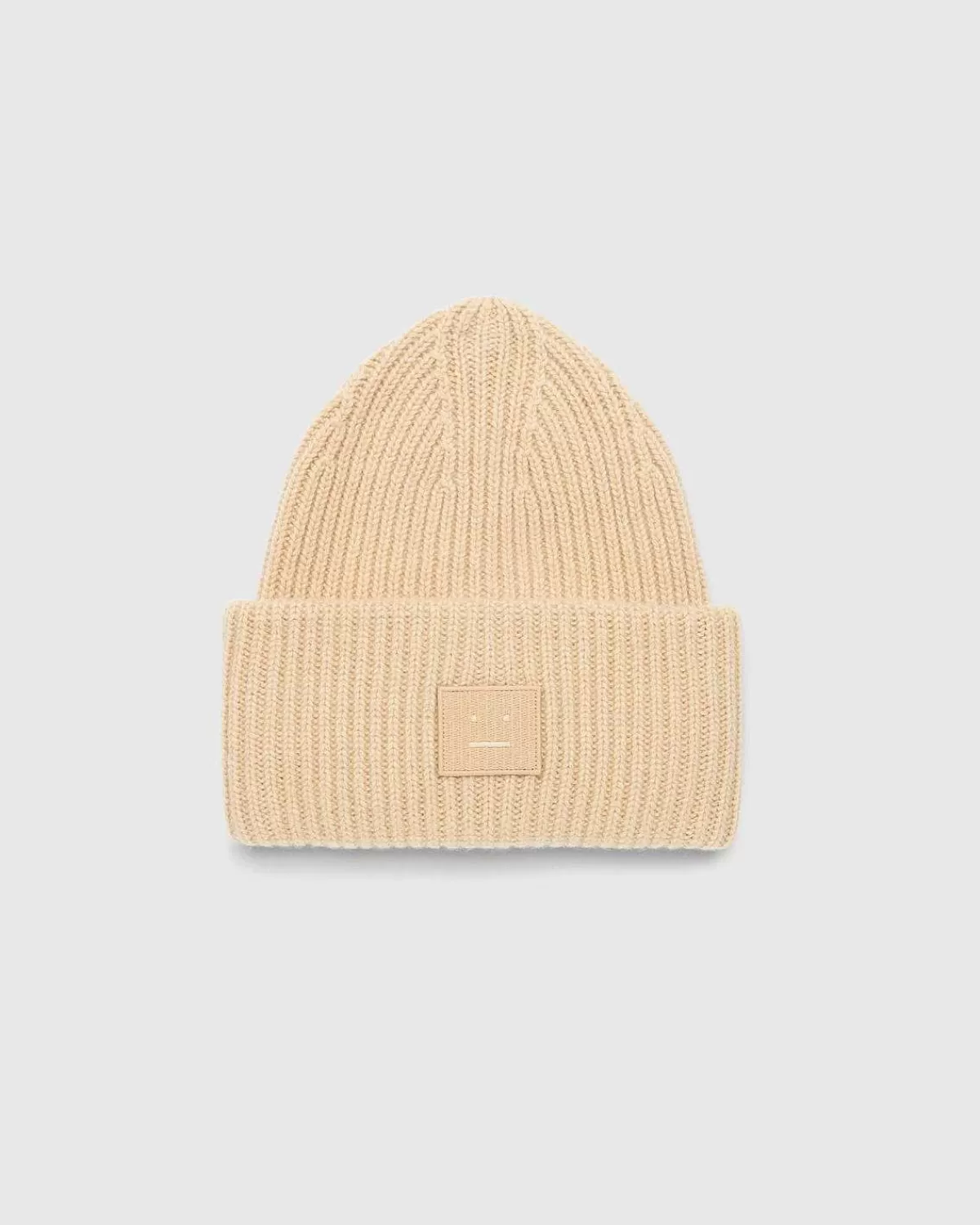 Vinter Tilbehør>Acne Studios Large Face Logo Beanie Biscuit Beige