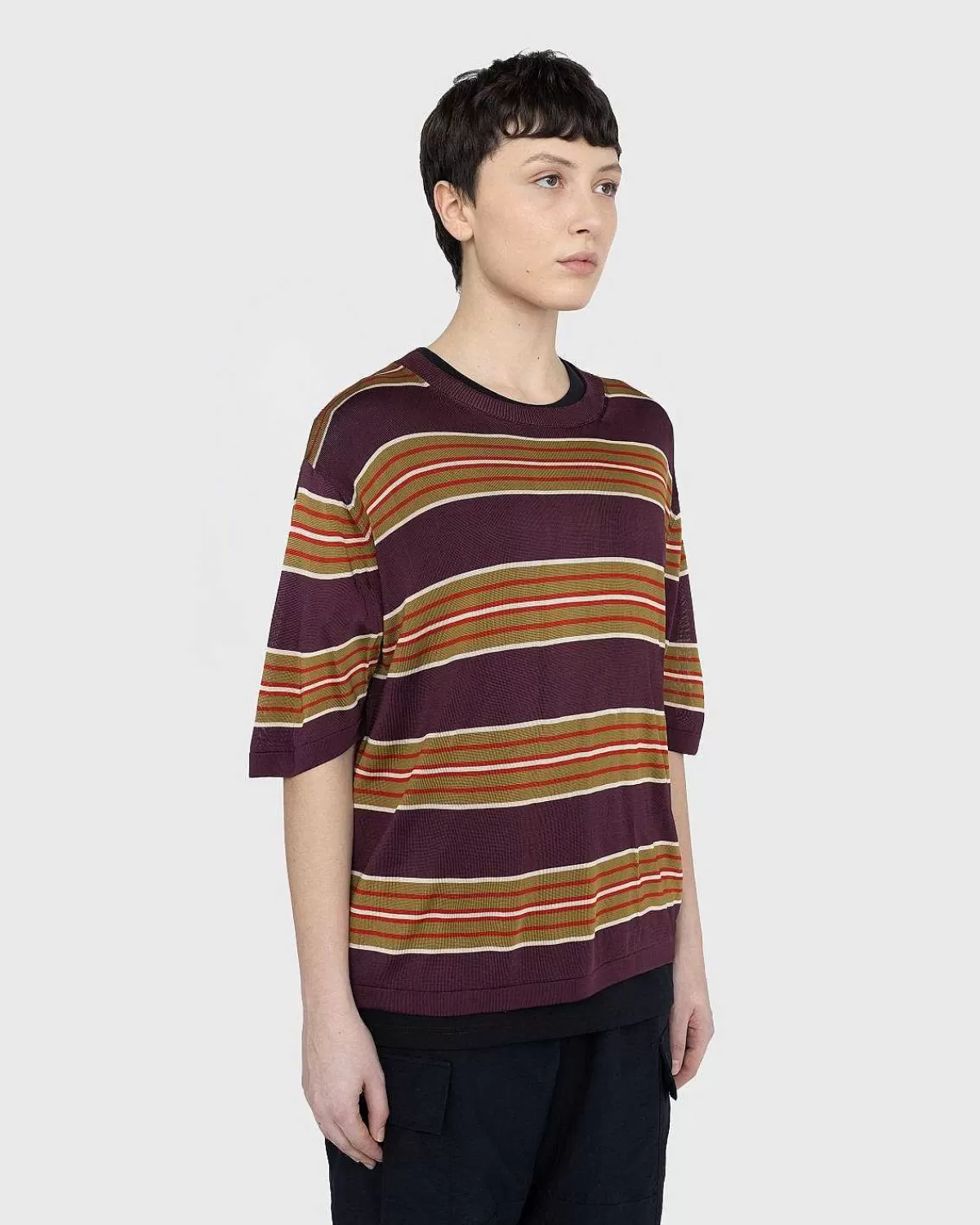 T-Shirts>Dries van Noten Mias Knit T-Shirt Burgundy