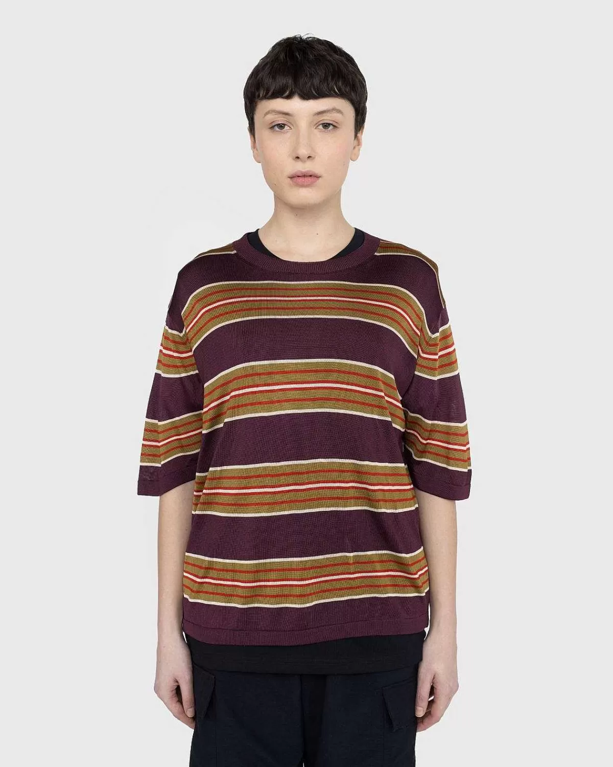 T-Shirts>Dries van Noten Mias Knit T-Shirt Burgundy