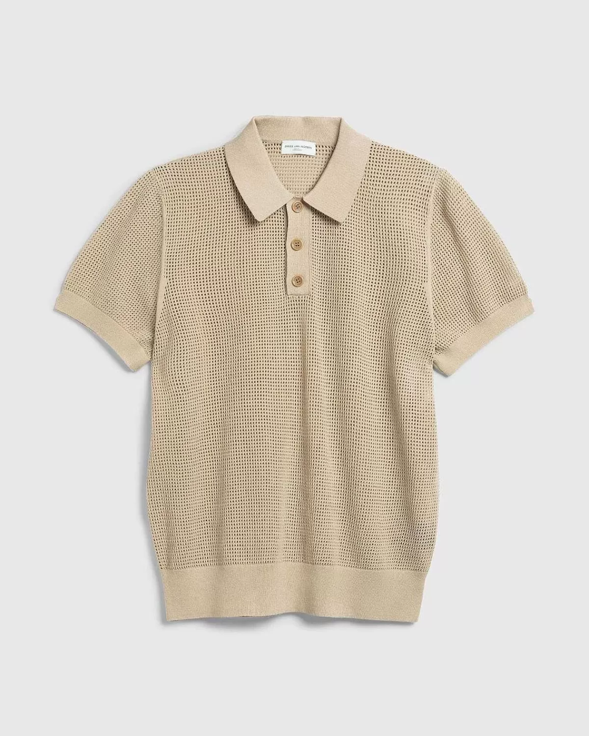 T-Shirts>Dries van Noten Mindo Strik Polo Beige