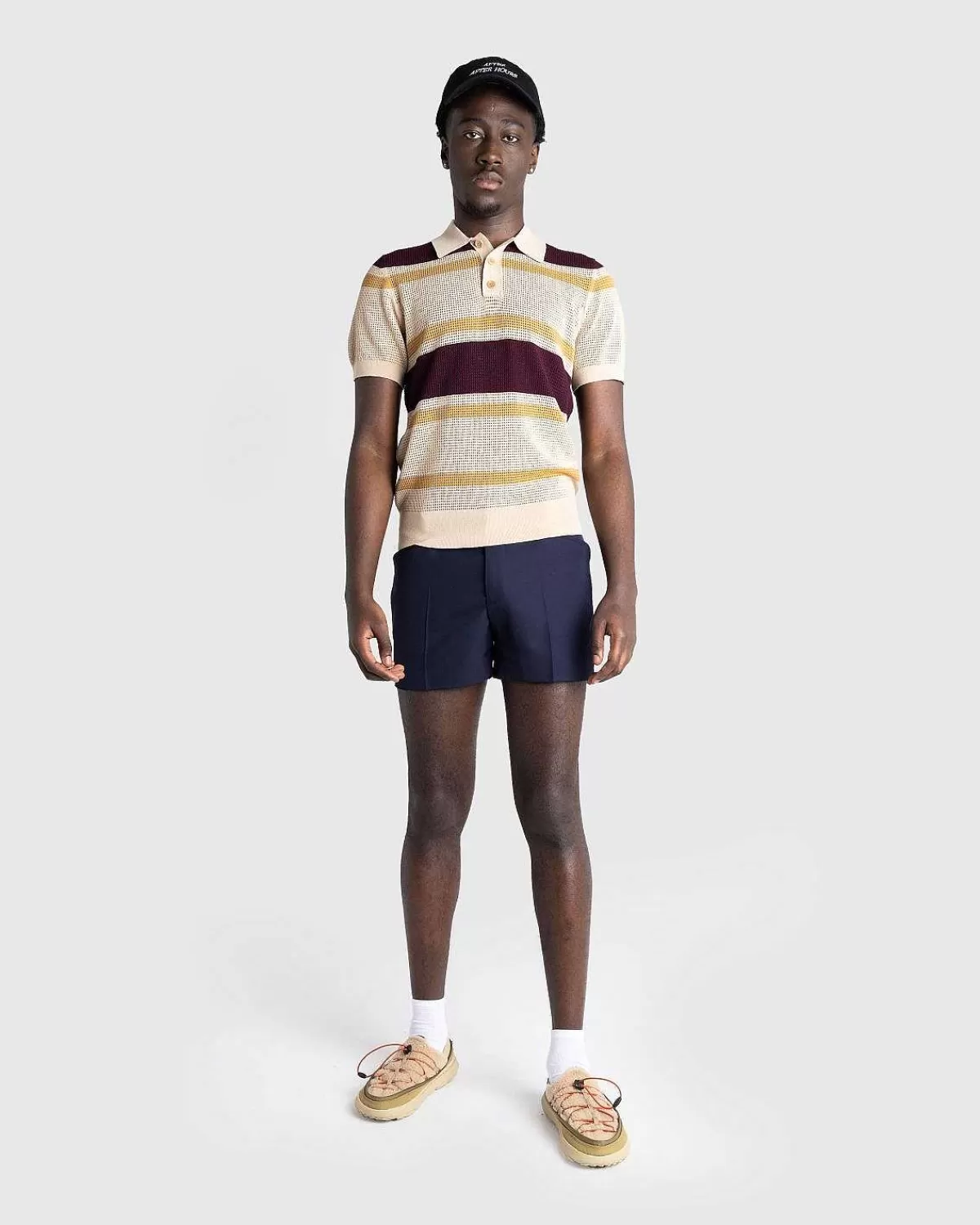 T-Shirts>Dries van Noten Mindo Strik Polo Beige/Striber