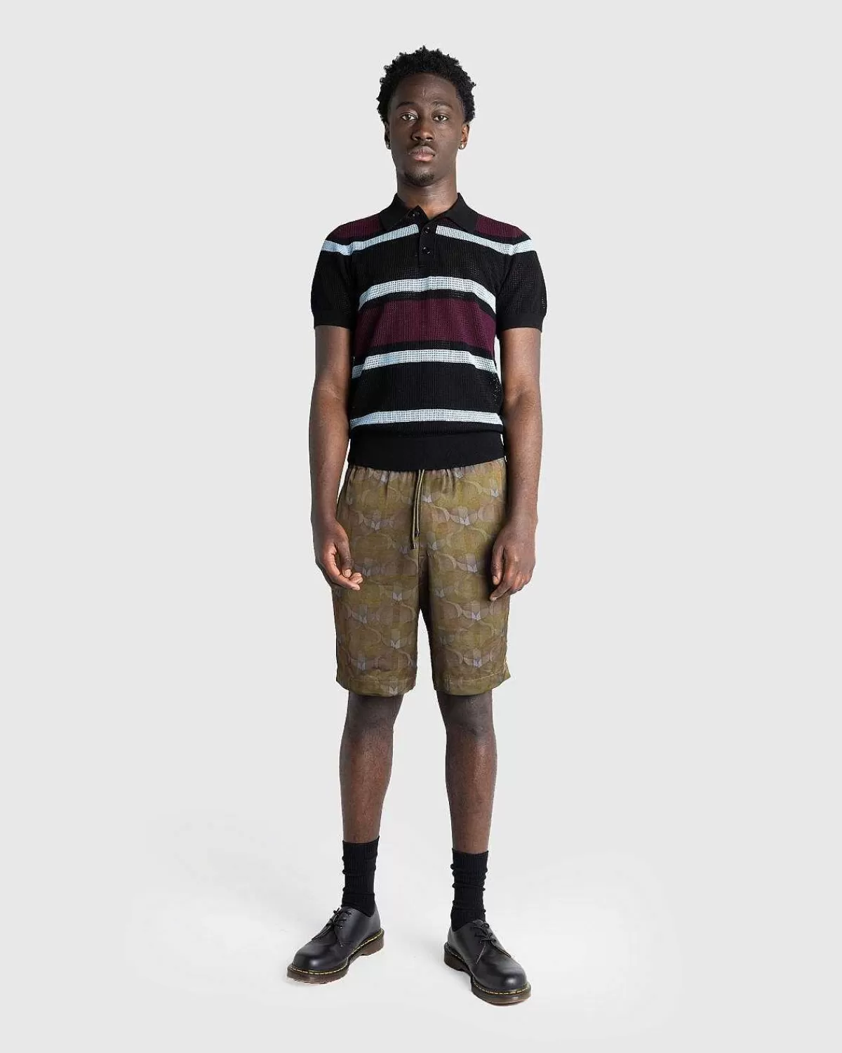 T-Shirts>Dries van Noten Mindo Strik Polo Sort/Striber