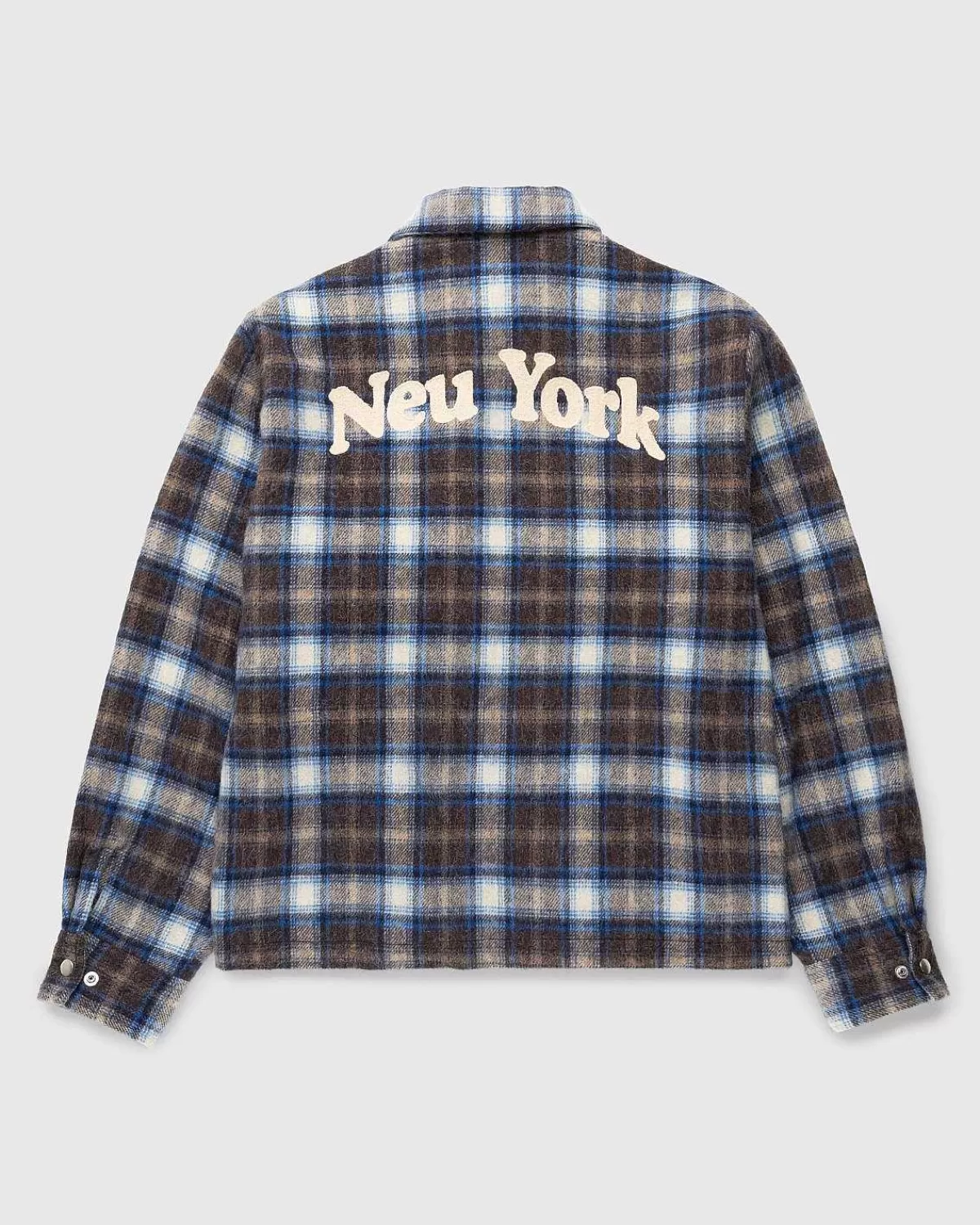 Skjorter>Highsnobiety Neu York Shaggy Wool Plaid Zip Shirt Brun