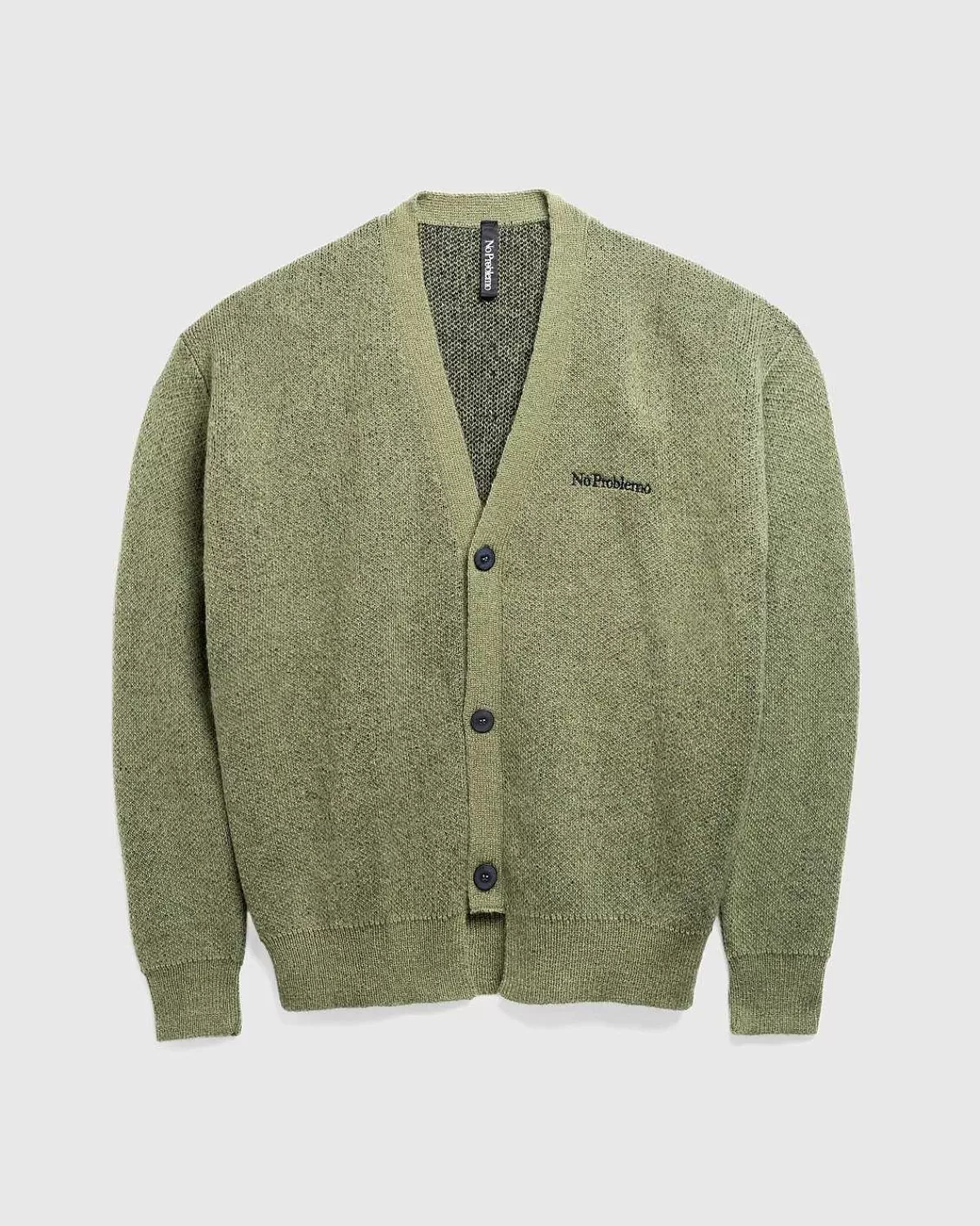 Strik>Aries No Problemo Borstet Mohair Cardigan Sort/Oliven