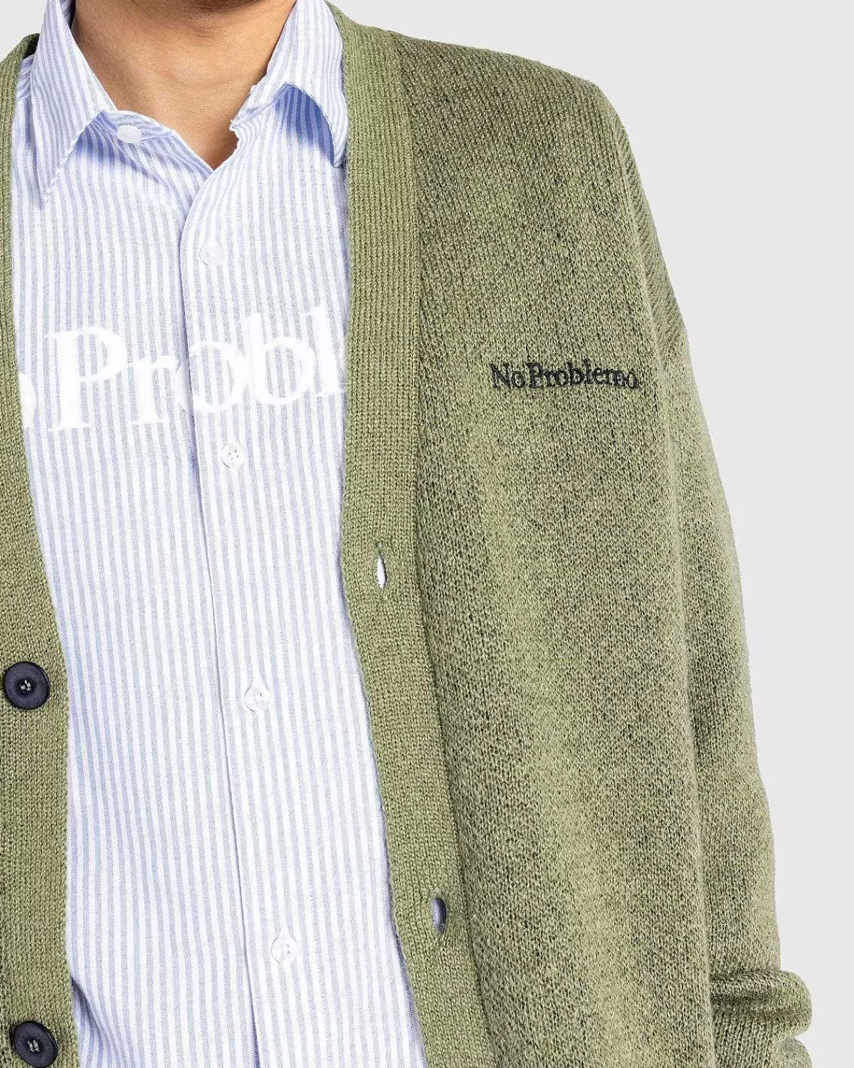 Strik>Aries No Problemo Borstet Mohair Cardigan Sort/Oliven
