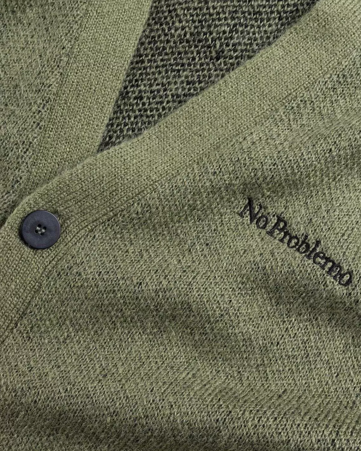 Strik>Aries No Problemo Borstet Mohair Cardigan Sort/Oliven