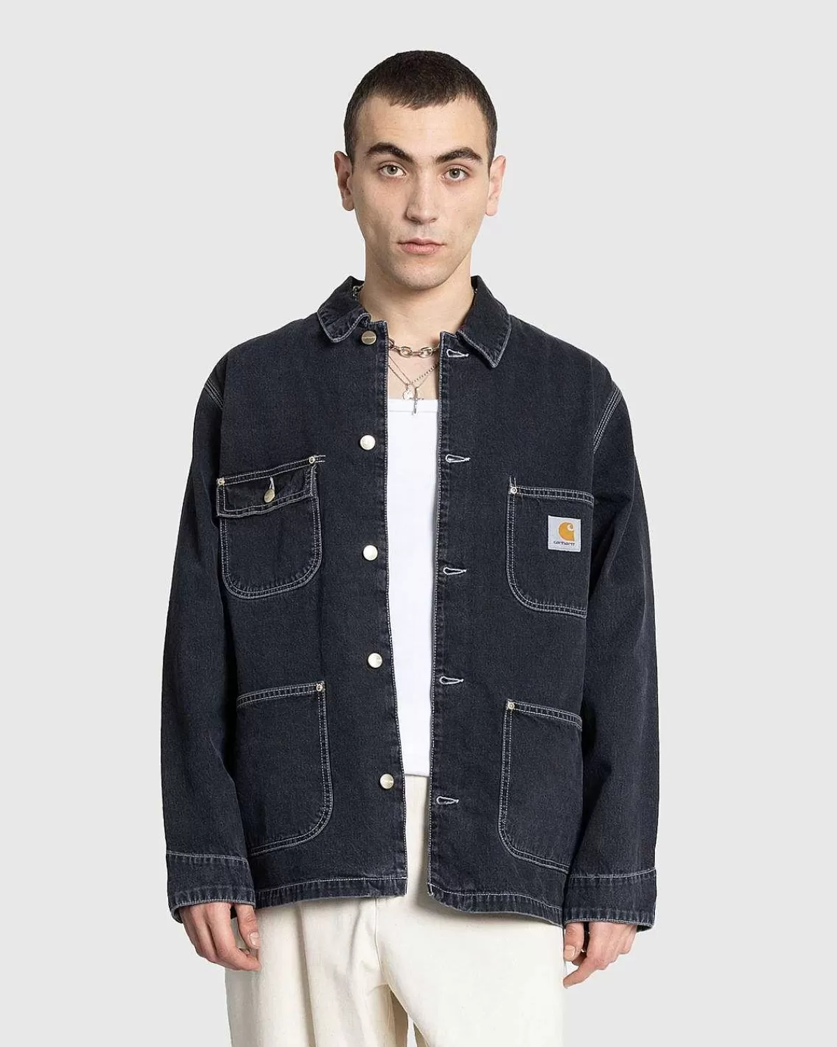 Overtøj>Carhartt WIP Og Chore Coat Black/Heavy Stone Wash