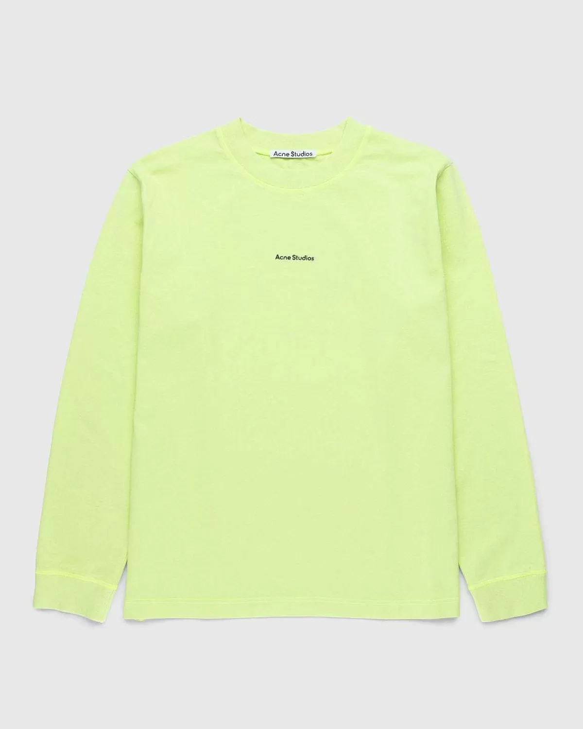 T-Shirts>Acne Studios Okologisk Bomuld Logo Langaermet T-Shirt Fluo Gron