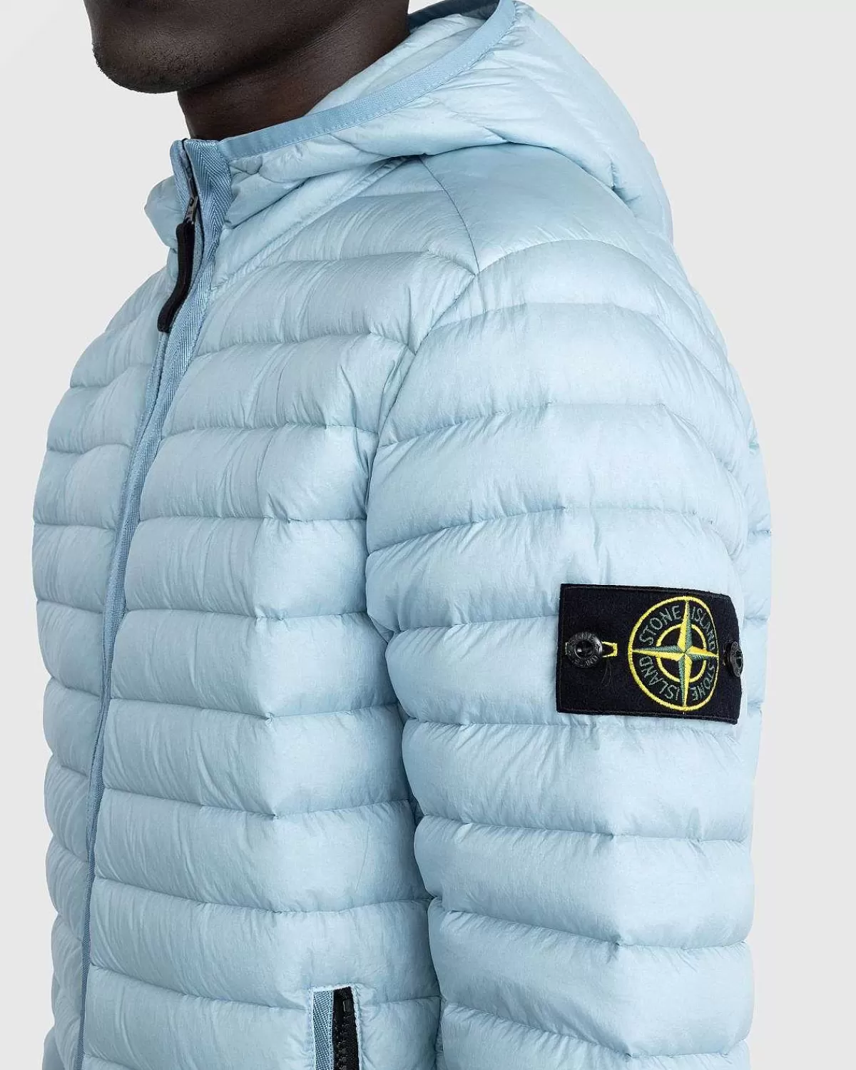 Overtøj>Stone Island Pakbar Genbrugsnylon Dunjakke Himmelbla