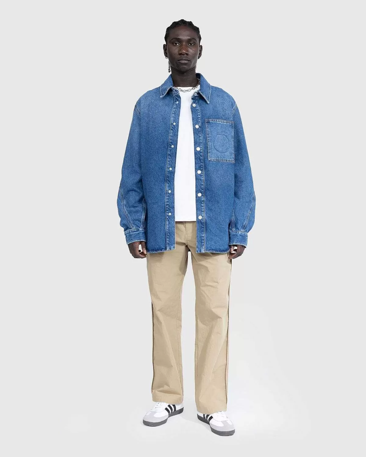 Skjorter>Trussardi Praeget Denimskjorte Bla