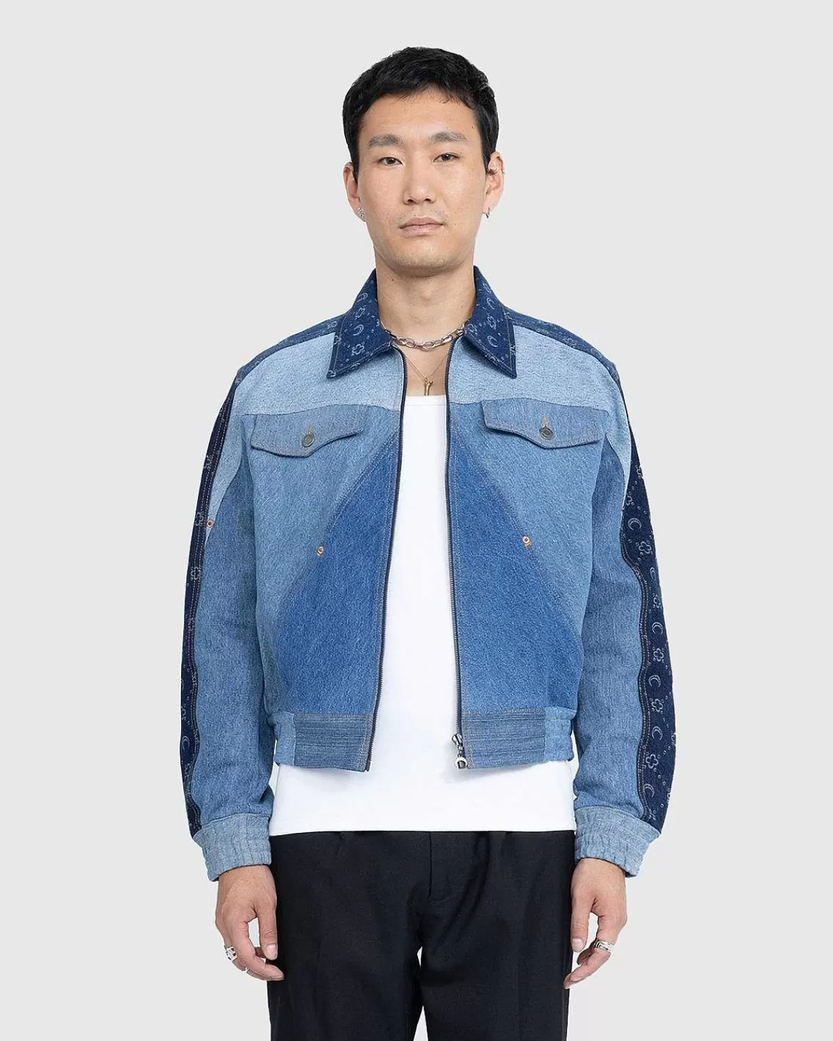 Overtøj>Marine Serre Regenereret Denim Moonogram Working Jacket Medium Morkebla