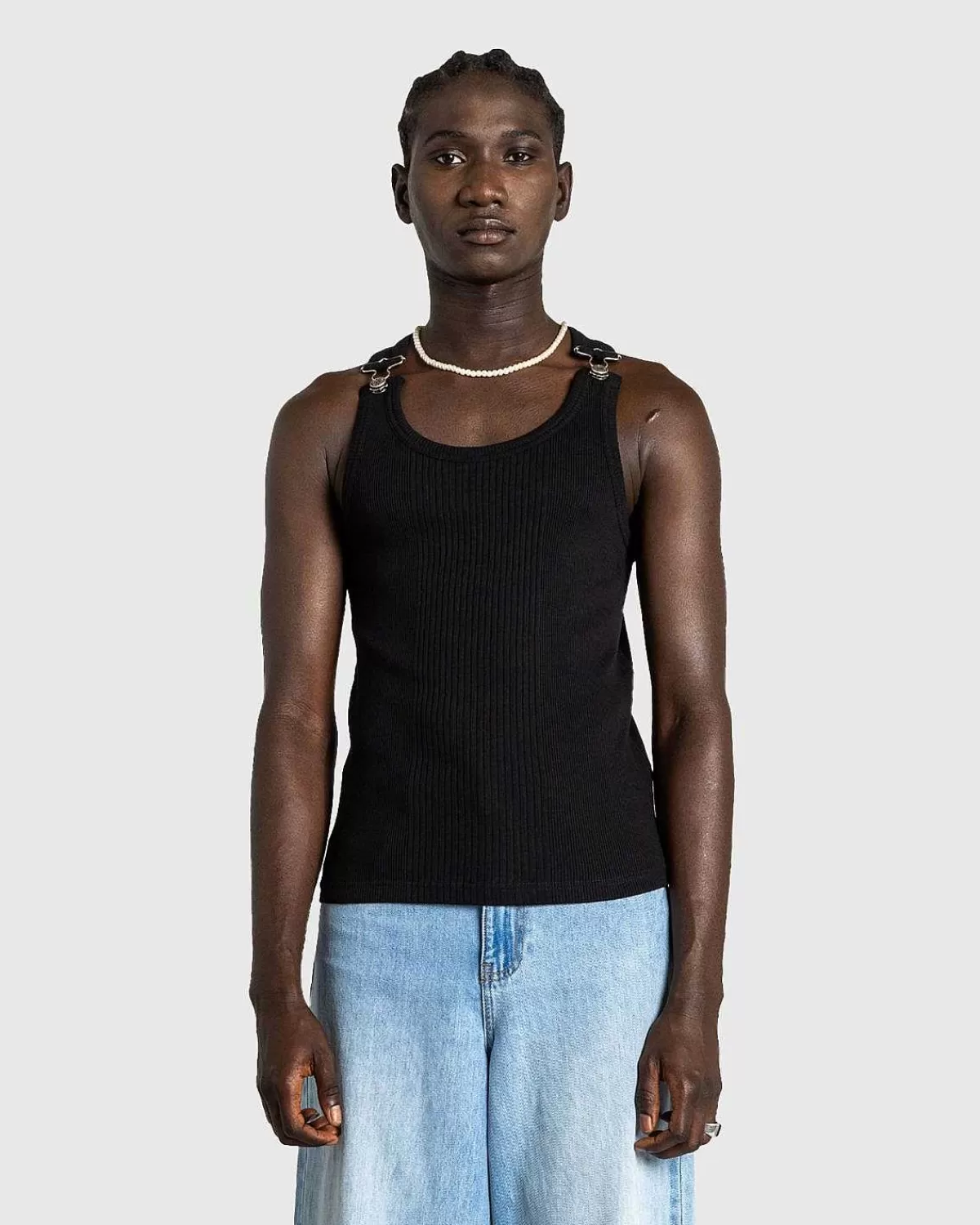 T-Shirts>Jean Paul Gaultier Ribbet Tank Top Med Overall Spaender Sort