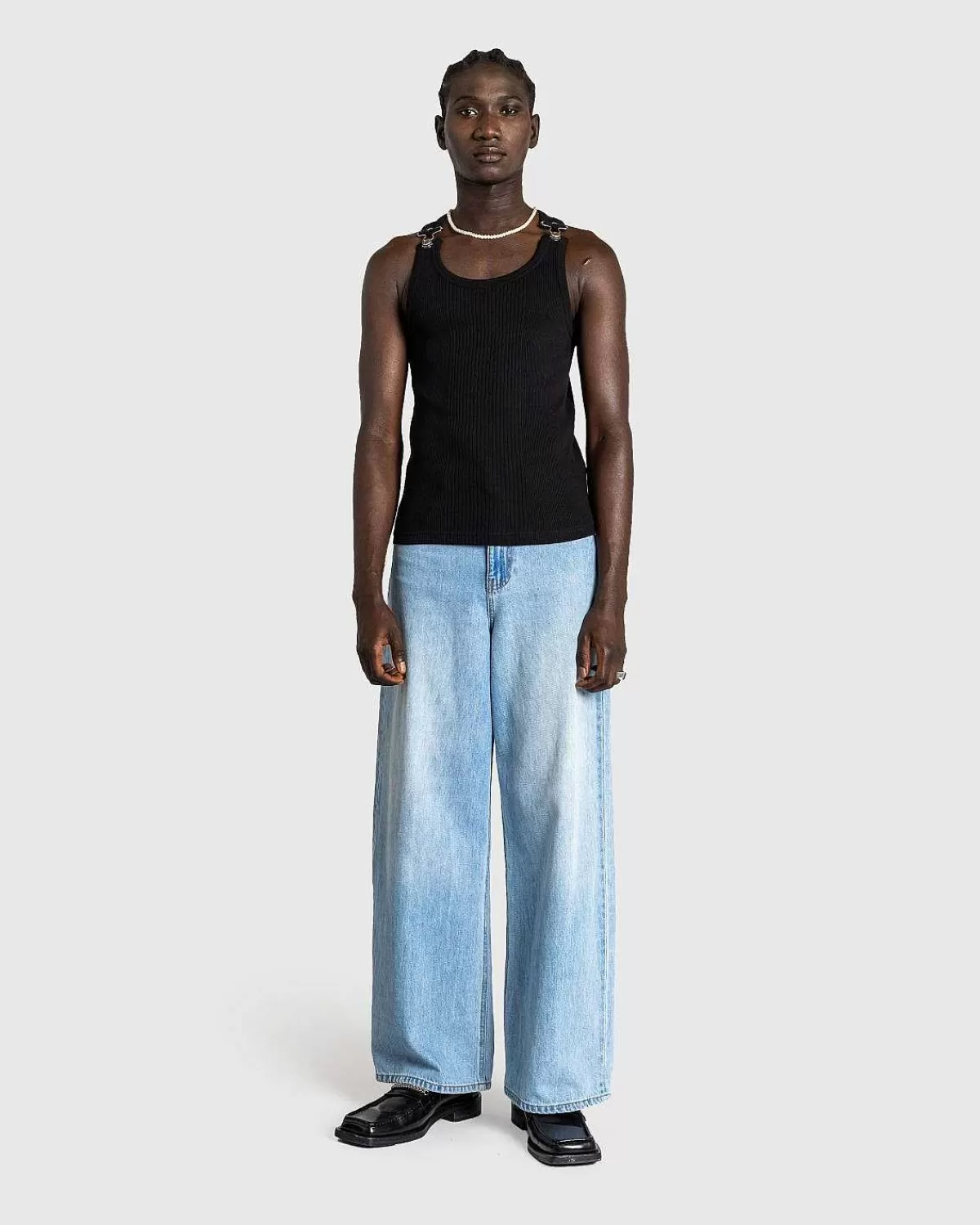 T-Shirts>Jean Paul Gaultier Ribbet Tank Top Med Overall Spaender Sort