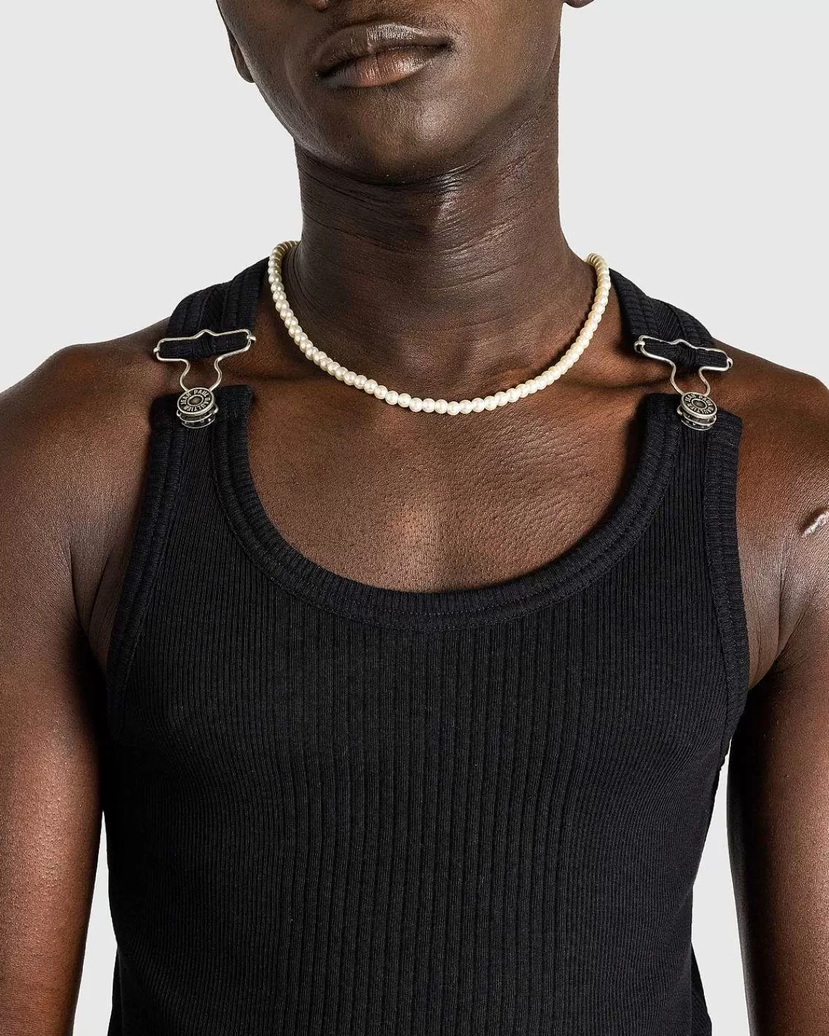 T-Shirts>Jean Paul Gaultier Ribbet Tank Top Med Overall Spaender Sort