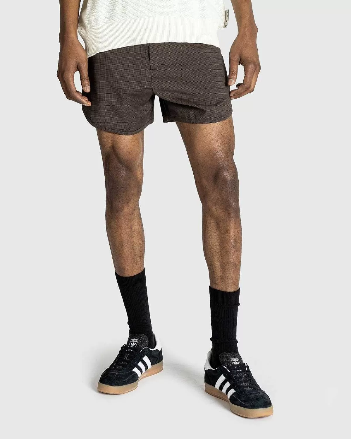 Shorts>Martine Rose Skraeddersyet Gym Short Brown Houndstooth