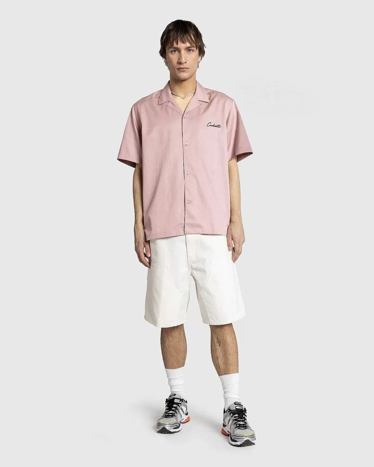 T-Shirts>Carhartt WIP S/S Delray Skjorte Glassy Pink/Sort