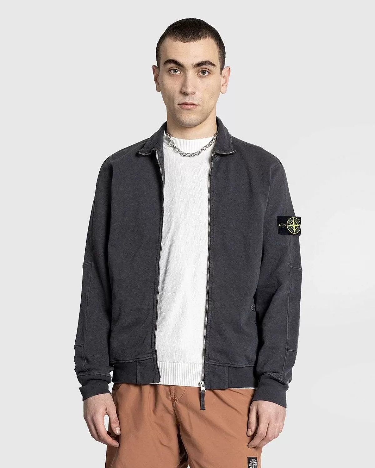 Sveder>Stone Island Sweatshirt Med Fuld Lynlas Charcoal