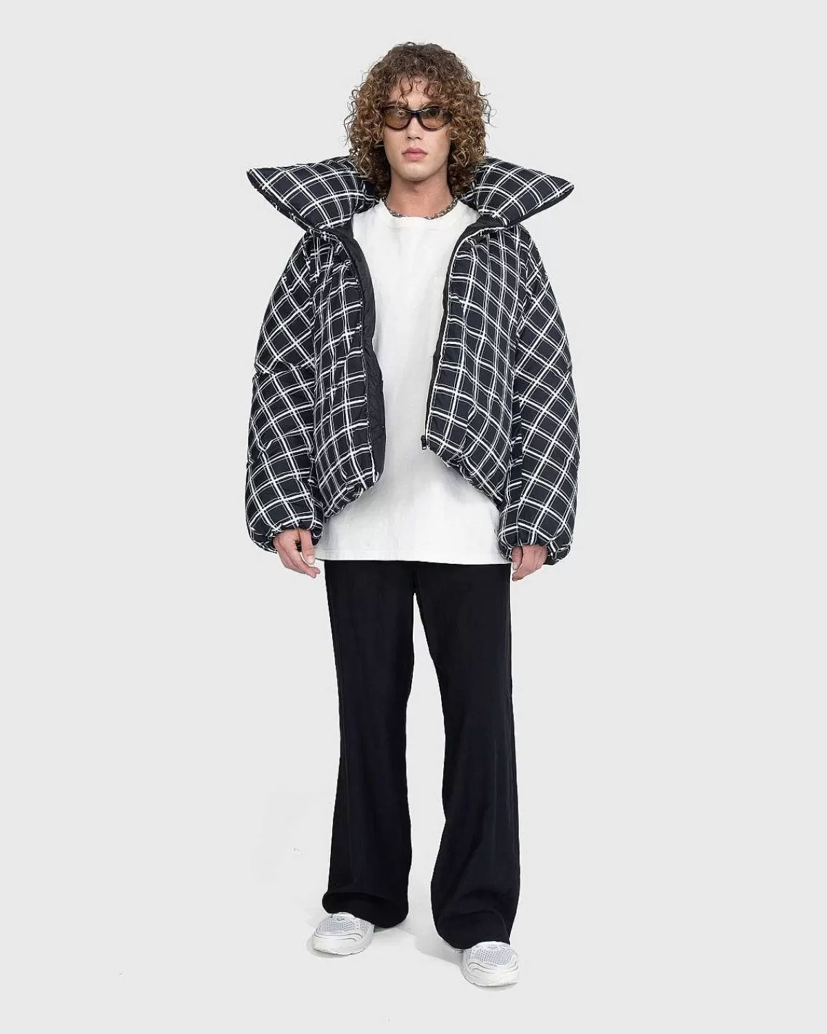 Overtøj>Marni Ternet Oversized Dunjakke Sort