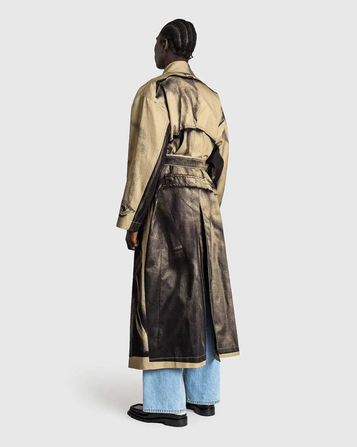 Overtøj>Jean Paul Gaultier Trompe L'Oeil Trench Coat Sand/Sort