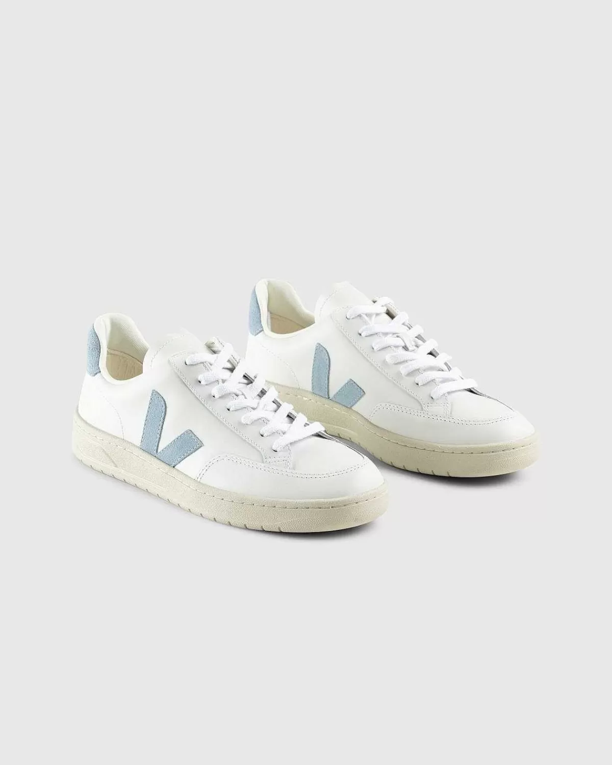 Sneakers>VEJA V-12 Laeder Hvid/Stal