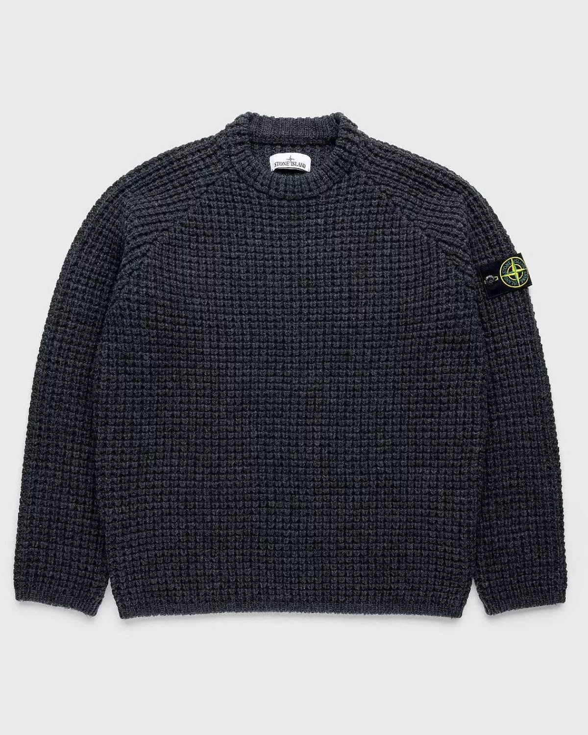 Strik>Stone Island Vaffelstrikket Sweater Melange Charcoal